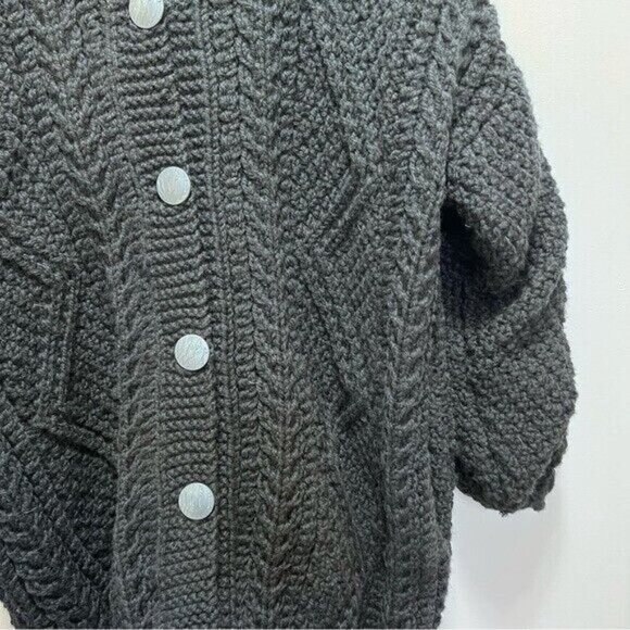 Chunky Knit Coatigan  with Pockets Handmade Cottagecore Grandmacore - Picture 6 of 16